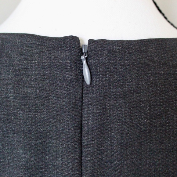 Dark Gray Deep Plunged V-Neck Cap Sleeve Wool Shift Dress - Picture 6 of 7